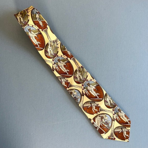 Polo Ralph Lauren Tie VTG Tennis Silk Made in USA Novelty‎ Cricket Menswear